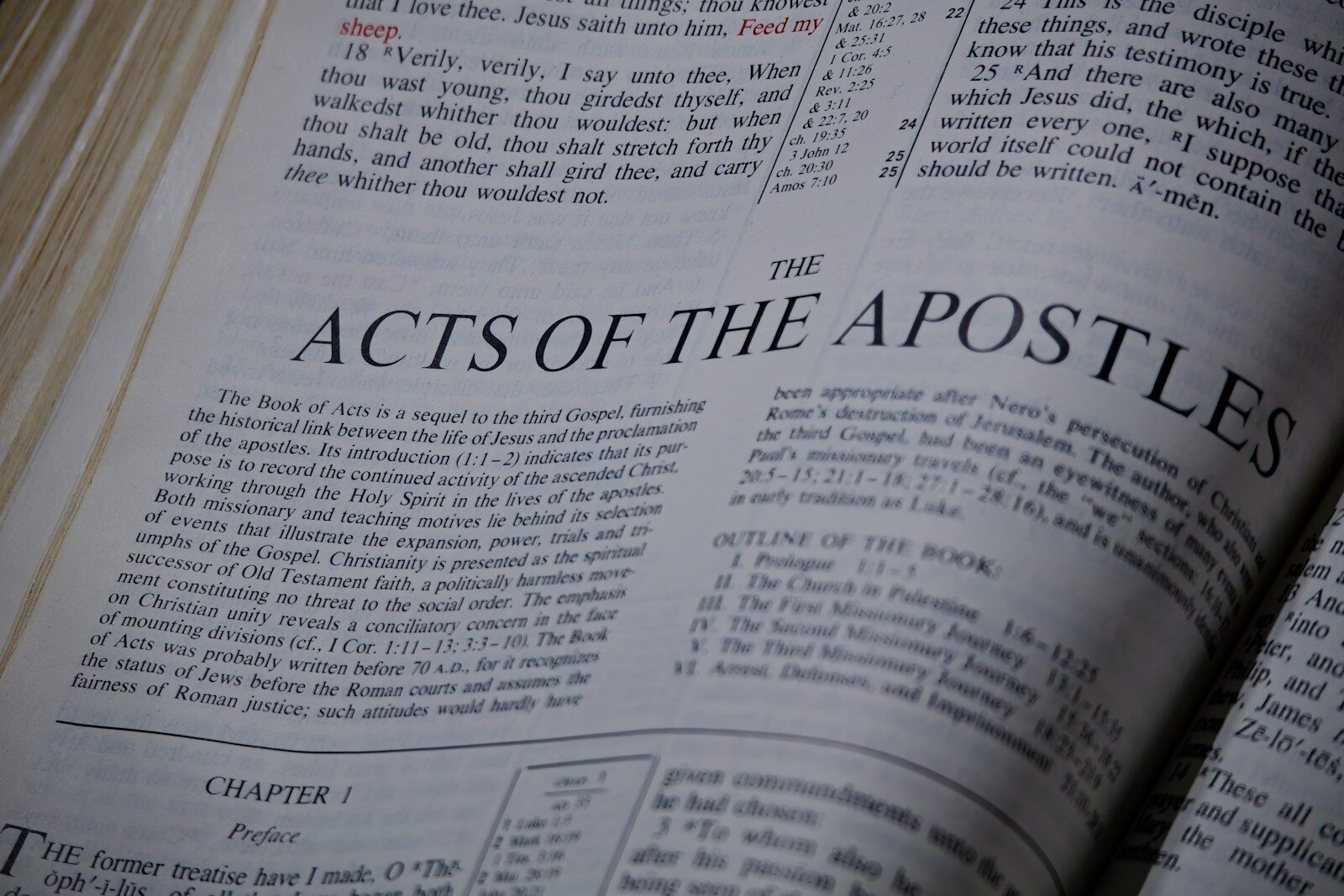 The acts of the apostles book title on a page.